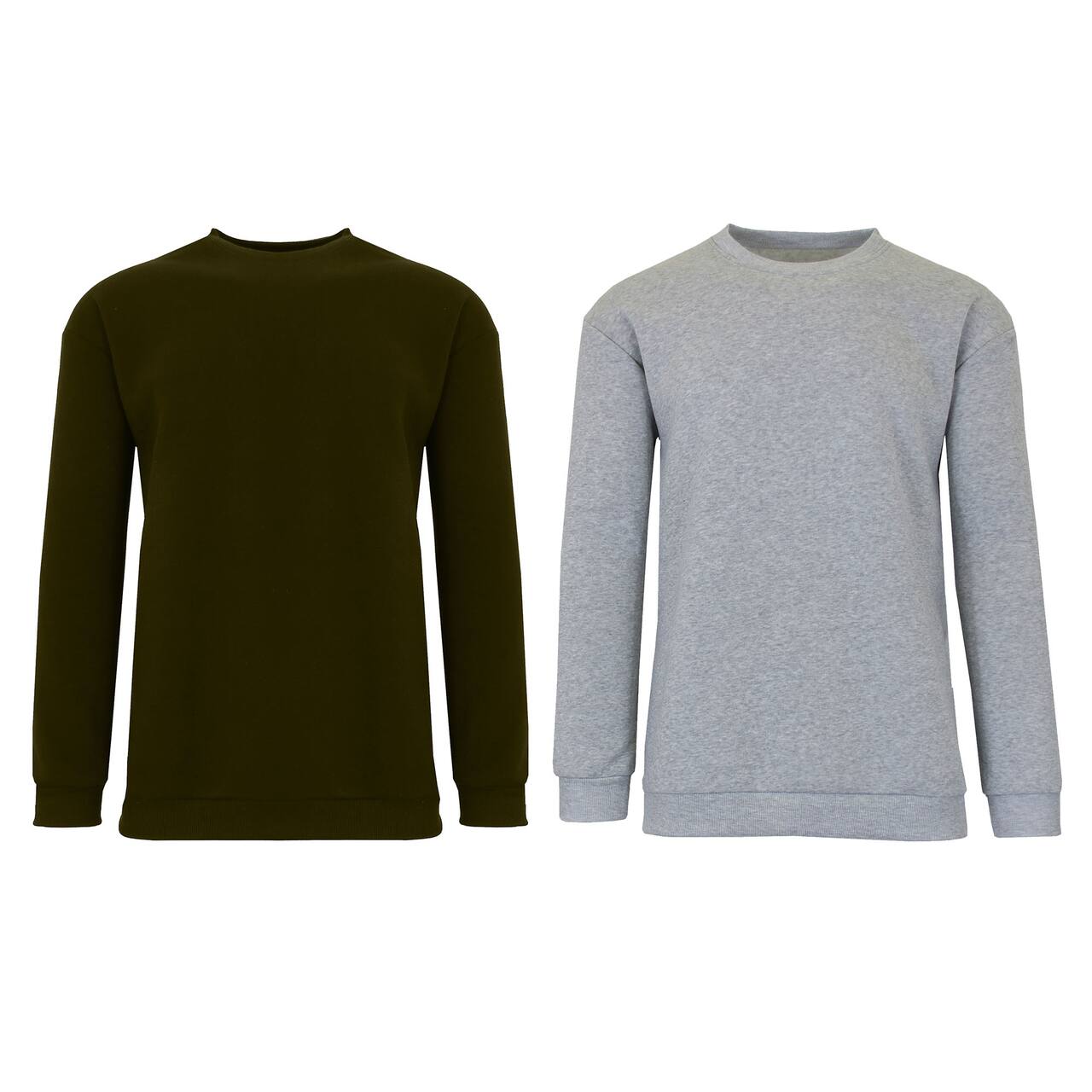 Galaxy by Harvic Fleece-Lined Men's Crew Neck Pullover Sweatshirt 2 Pack